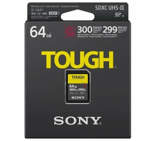 Карта памяти Sony SF-G Tough Series UHS-II SDXC 64 Гб R/W 300/299 МБ/с SF-G64 — купить в Москве