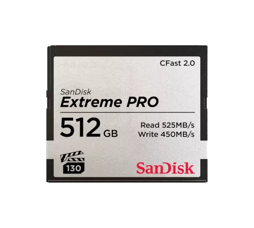 Карта памяти SanDisk Extreme PRO CFast 2.0 512 Гб до 525 МБ/с VPG-130 SDCFSP-512G-G46D — купить в Москве