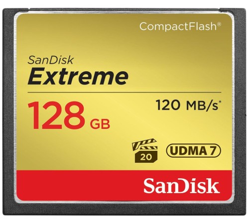 Карта памяти SanDisk Extreme CompactFlash UDMA7 128 Гб R/W 120/85 МБ/с SDCFXSB-128G-G46 — купить в Москве
