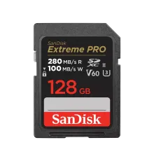 Карта памяти SanDisk Extreme Pro SDXC UHS-II V60 128 Гб R/W 280/100 МБ/с SDSDXEP-128G-GN4IN