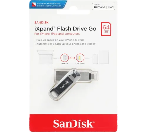 Флешка SanDisk iXpand GO 256ГБ Silver/Black — купить в Москве