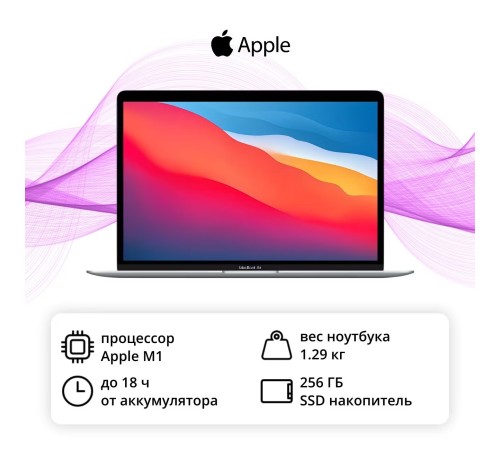 Ноутбук Apple MacBook Air 13 M1 8/256GB, серебристый — купить в Москве