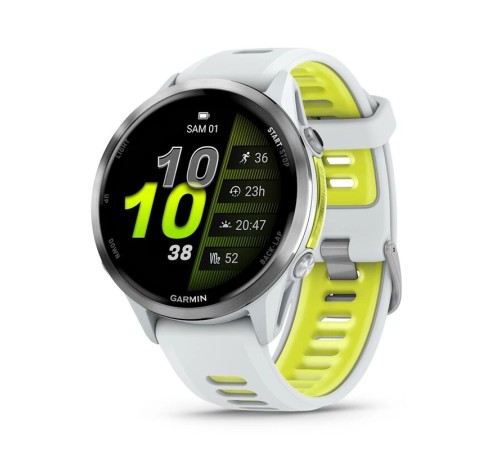 Смарт-часы Garmin Forerunner 970, 47 мм, Bluetooth, Titanium Whitestone/Yellow, титановый белый с желтым — купить в Москве