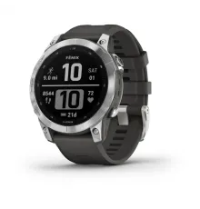 Смарт-часы Garmin Fenix 7, 47 мм, Bluetooth, Silver With Graphite Band, Серебристый с графитовым браслетом