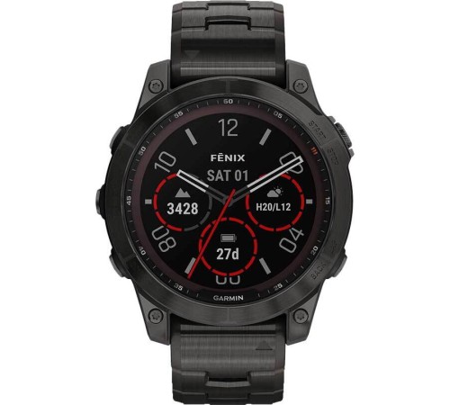 Смарт-часы Garmin Fenix 7 Sapphire Solar, 47 мм, Bluetooth, Gray Titanium Band, Серый титановый с серым титановым браслетом — купить в Москве