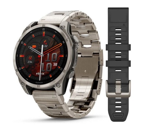 Смарт-часы Garmin Fenix 8, 47 мм, Bluetooth, Amoled Sapphire Titanium Graphite, титановый графитовый — купить в Москве