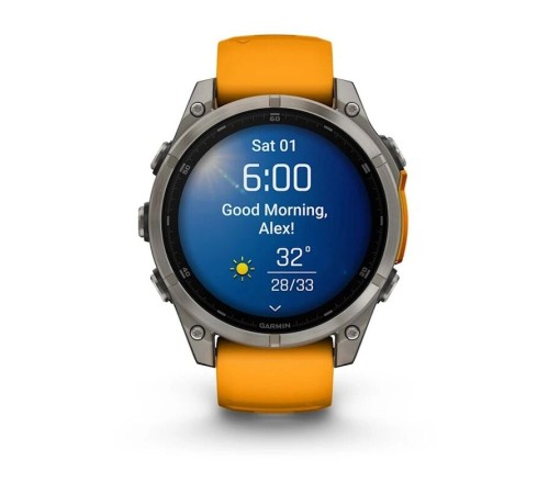 Смарт-часы Garmin Fenix 8, 47 мм, Bluetooth, Amoled Sapphire Titanium Orange, титановый серый с оранжевым — купить в Москве