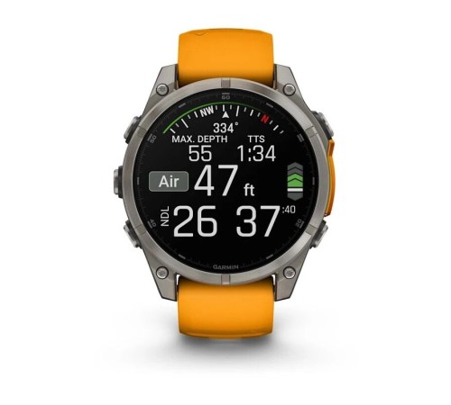 Смарт-часы Garmin Fenix 8, 47 мм, Bluetooth, Amoled Sapphire Titanium Orange, титановый серый с оранжевым — купить в Москве