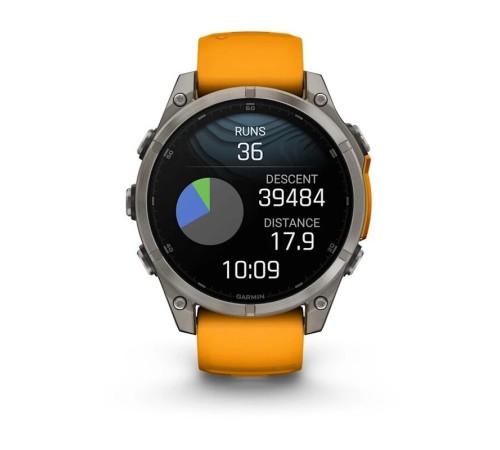 Смарт-часы Garmin Fenix 8, 47 мм, Bluetooth, Amoled Sapphire Titanium Orange, титановый серый с оранжевым — купить в Москве