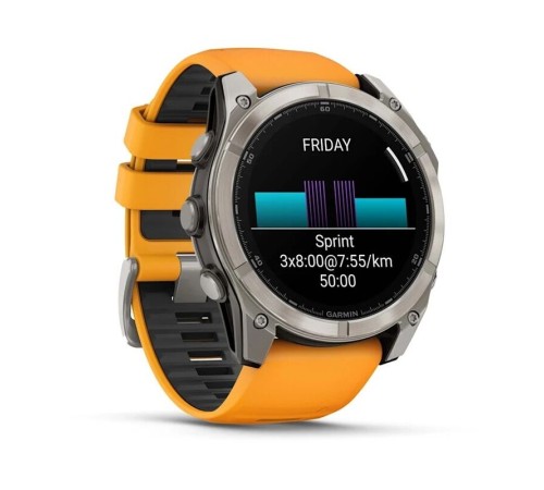 Смарт-часы Garmin Fenix 8, 51 мм, Bluetooth, Amoled Sapphire Titanium Spark Orange, титановый серый с оранжевым — купить в Москве