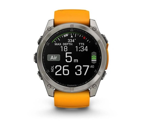 Смарт-часы Garmin Fenix 8, 51 мм, Bluetooth, Amoled Sapphire Titanium Spark Orange, титановый серый с оранжевым — купить в Москве