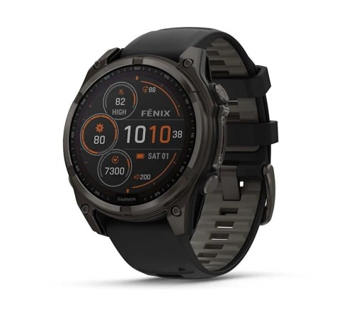 Смарт-часы Garmin Fenix 8, 47 мм, Bluetooth, Solar Sapphire Titanium Carbon Gray, титановый угольно-серый с солнечной зарядкой — купить в Москве