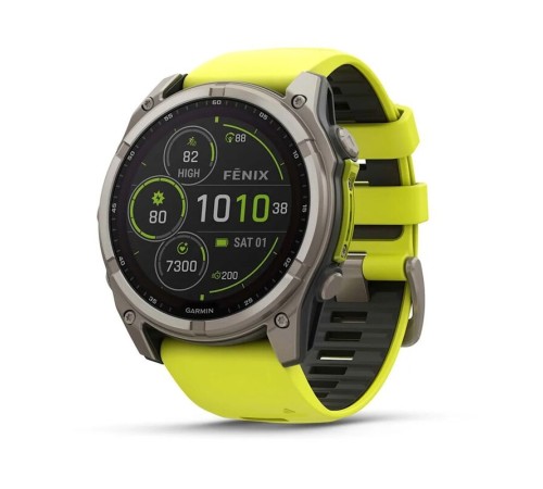 Смарт-часы Garmin Fenix 8, 51 мм, Bluetooth, Yellow/Graphite Silicone Band, желтый/серый — купить в Москве