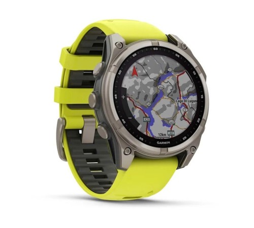Смарт-часы Garmin Fenix 8, 47 мм, Bluetooth, Solar Sapphire Titanium Yellow, титановый серый с желтым — купить в Москве