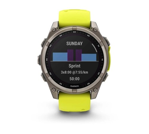 Смарт-часы Garmin Fenix 8, 47 мм, Bluetooth, Solar Sapphire Titanium Yellow, титановый серый с желтым — купить в Москве