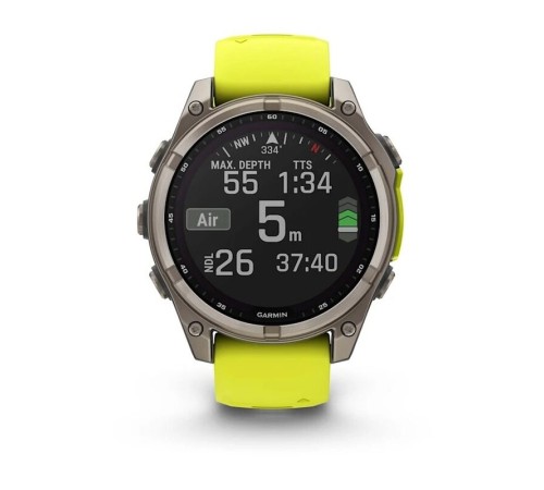 Смарт-часы Garmin Fenix 8, 47 мм, Bluetooth, Solar Sapphire Titanium Yellow, титановый серый с желтым — купить в Москве