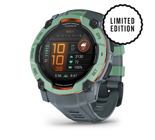 Смарт-часы Garmin Instinct 3, 50 мм, Bluetooth, Neotropic with Twilight Band, Бирюзовый с серым ремешком — купить в Москве
