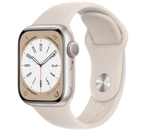 Смарт-часы Apple Watch Series 8 (M/L), 45 мм, Bluetooth, Starlight, бежевый — купить в Москве
