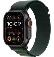 Смарт-часы Apple Watch Ultra 2 2024, 49 мм, LTE, Black Titanium Case with Dark Green Alpine Loop (L), черный титан с темно-зеленым ремешком