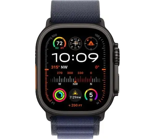 Смарт-часы Apple Watch Ultra 2 2024, 49 мм, LTE, Black Titanium Case with Navy Alpine Loop (L), черный титан с темно-синим ремешком — купить в Москве