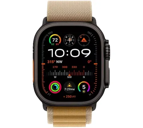 Смарт-часы Apple Watch Ultra 2 2024, 49 мм, LTE, Black Titanium Case with Tan Alpine Loop (L), черный титан с бежевым ремешком — купить в Москве
