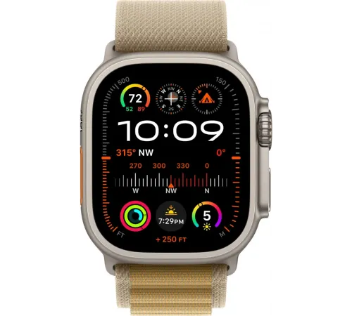 Смарт-часы Apple Watch Ultra 2, 49 мм, LTE, Natural Titanium, титановый корпус натурального цвета с ремешком Tan Alpine Loop (L) — купить в Москве