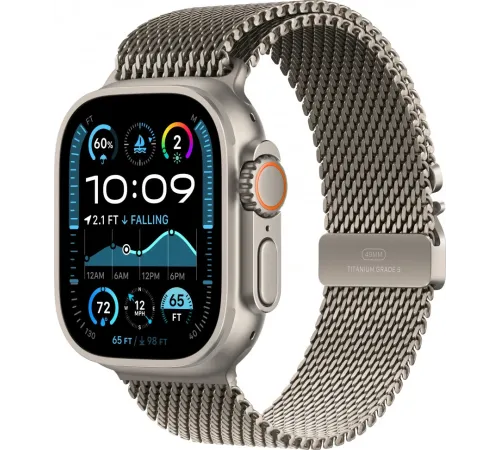 Смарт-часы Apple Watch Ultra 2 2024, 49 мм, LTE, Natural Titanium Case with Natural Titanium Milanese Loop (S), серый титан с серым титановым ремешком — купить в Москве