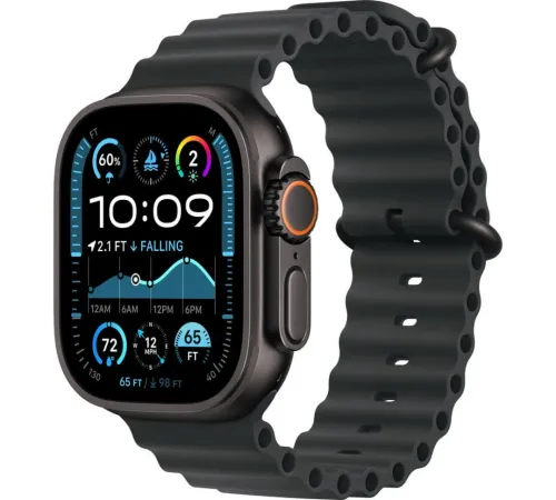 Смарт-часы Apple Watch Ultra 2 2024, 49 мм, LTE, Black Titanium Case with Black Ocean Band, черный титан с черным ремешком — купить в Москве