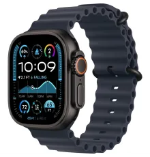 Смарт-часы Apple Watch Ultra 2 2024, 49 мм, LTE, Black Titanium Case with Navy Ocean Band, черный титан с темно-синим ремешком
