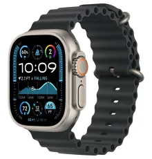 Смарт-часы Apple Watch Ultra 2 2024, 49 мм, LTE, Natural Titanium Case with Black Ocean Band, титан серый с черным ремешком