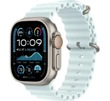 Смарт-часы Apple Watch Ultra 2 2024, 49 мм, LTE, Natural Titanium Case with Ice Blue Ocean Band, титан серый с голубым ремешком