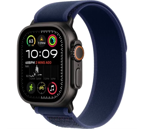 Смарт-часы Apple Watch Ultra 2 2024, 49 мм, LTE, Black Titanium Case with Blue Trail Loop (S/M), черный титан с синим ремешком — купить в Москве