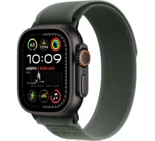 Смарт-часы Apple Watch Ultra 2 2024, 49 мм, LTE, Black Titanium Case with Green Trail Loop (S/M), черный титан с зеленым ремешком