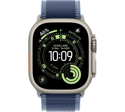 Смарт-часы Apple Watch Ultra 3, 49 мм, LTE, Natural Titanium, (M/L) титан натуральный с сине-голубым ремешком Trail Loop — купить в Москве