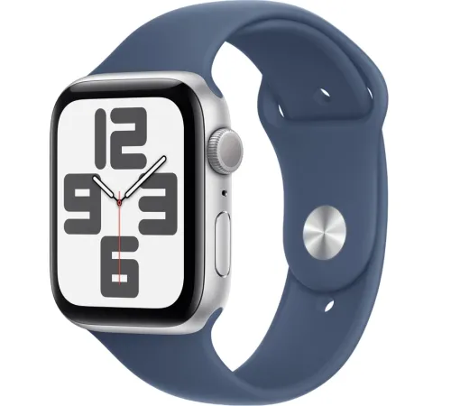Смарт-часы Apple Watch SE 2024 (M/L), 44mm, Bluetooth, Silver/Denim, серебристый/джинсовый — купить в Москве