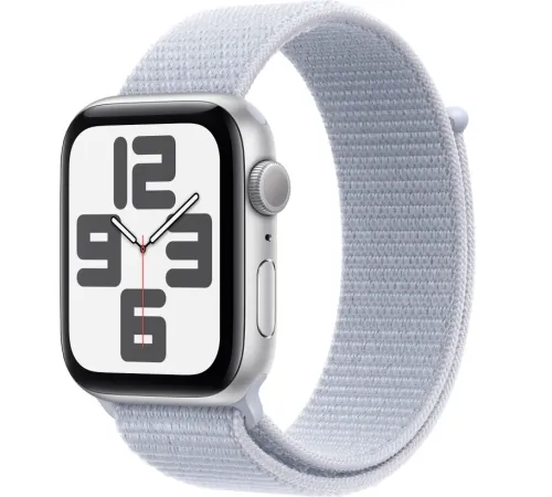 Смарт-часы Apple Watch SE 2024 44mm, Bluetooth, Silver/Blue Cloud, серебристый/голубой — купить в Москве