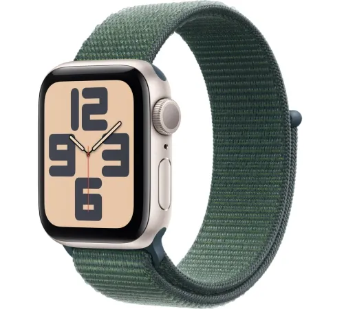 Смарт-часы Apple Watch SE 2024 40mm, Bluetooth, Starlight/Lake Green, золотистый/зеленый — купить в Москве